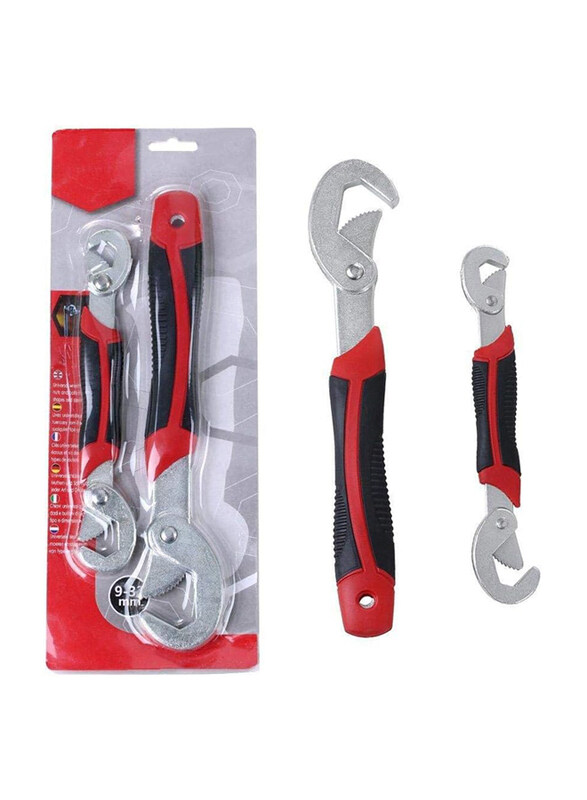 

Generic 2-Piece Multi-Function Universal Quick Snap N Grip Adjustable Wrench Spanner Set, Red/Black