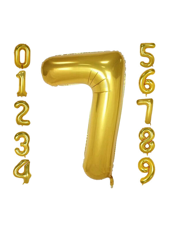 

Dawen Shop 7 Number Helium Birthday Foil Balloon, 40 Inch, Gold