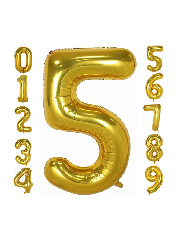 

Dawen Shop 5 Number Helium Birthday Foil Balloon, 40 Inch, Gold