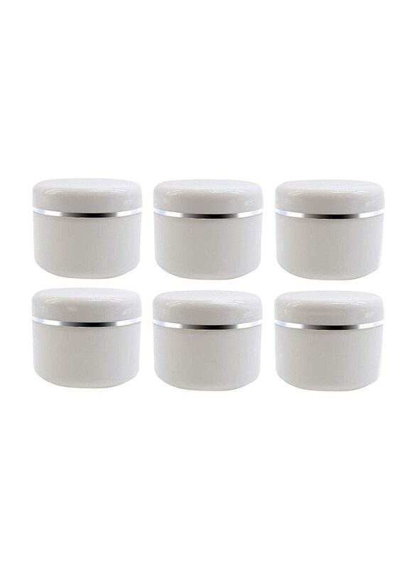 

Ericotry 50ml Silver Edge Empty Refillable Cosmetic Plastic Jar Set with Dome Lid, 6 Pieces, White