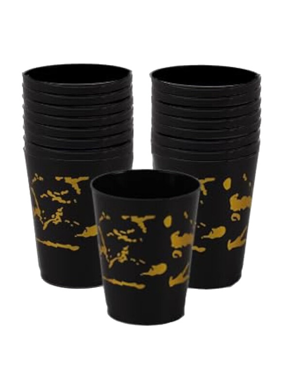 

HTE 8oz 25-Piece Luxury Plastic Disposable Cup Set, PWLP1421, Black/Gold