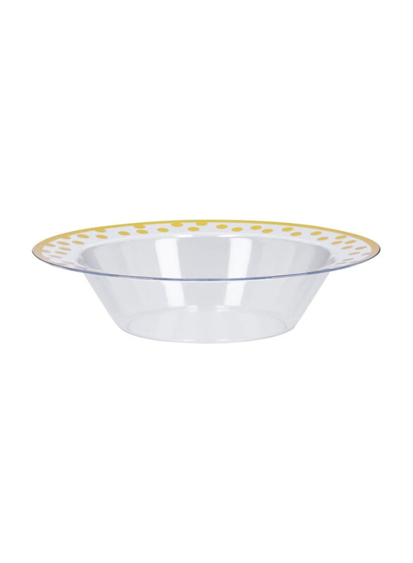 

Hte 25-Piece 7-inch Luxury Plastic Disposable Bowl, PWLP1403, Clear/Gold