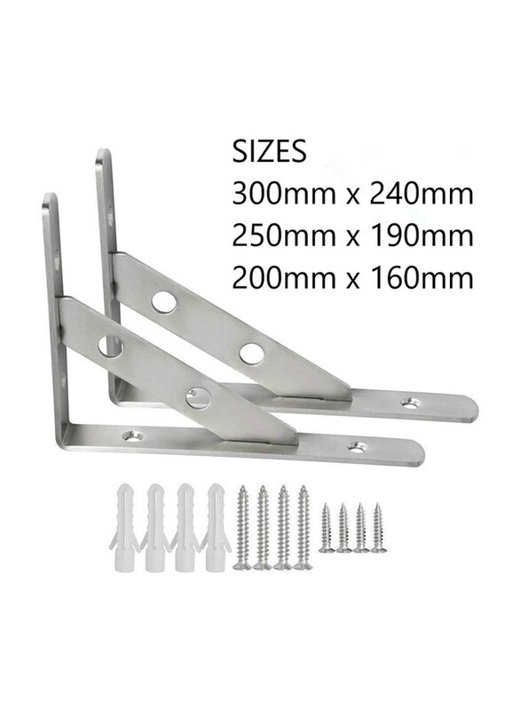 

Generic 2-Piece Detachable Solid Stainless Steel 90 Degree Angle Shelf Brackets Heavy Duty, 200mm x 160mm, White