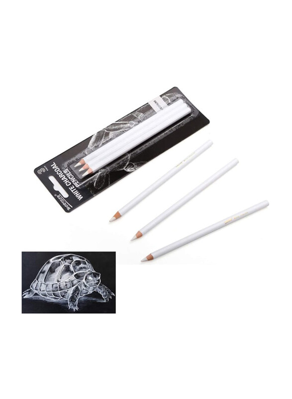 

Bxkeji White Highlighter Sketch Charcoal Pencil Set, 3 Pieces, White