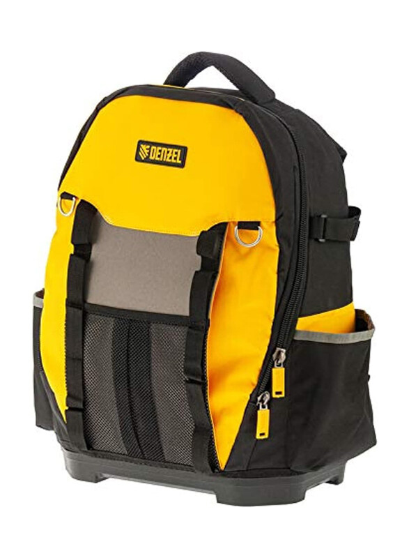 

Denzel Portable Organiser Tool Backpack with 77 Pockets, 7790270, Black/Yellow