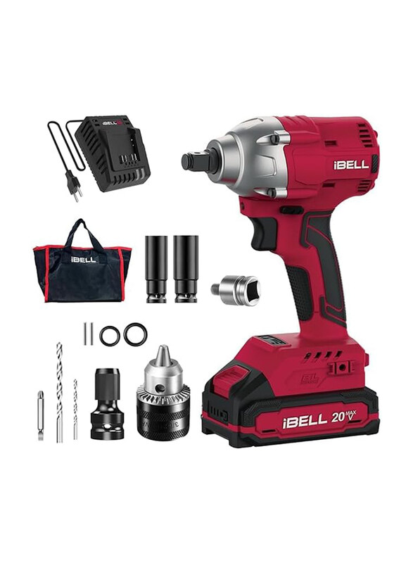 

iBell One Power Series Cordless Impact Wrench, 20V, BW20-32, Red