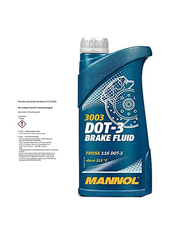 

Mannol 500ml Dot 3 3003 Synthetic Brake Fluid for All Types of Hydraulic Clutches, Anti-Lock, Drum & Disc Braking Systems, Blue