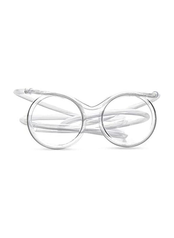 

Generic Reusable Fun Loop Drinking Straw Eye Glasses Drinking Straw for Annual Meeting Fun Parties & Birthday Functions, White