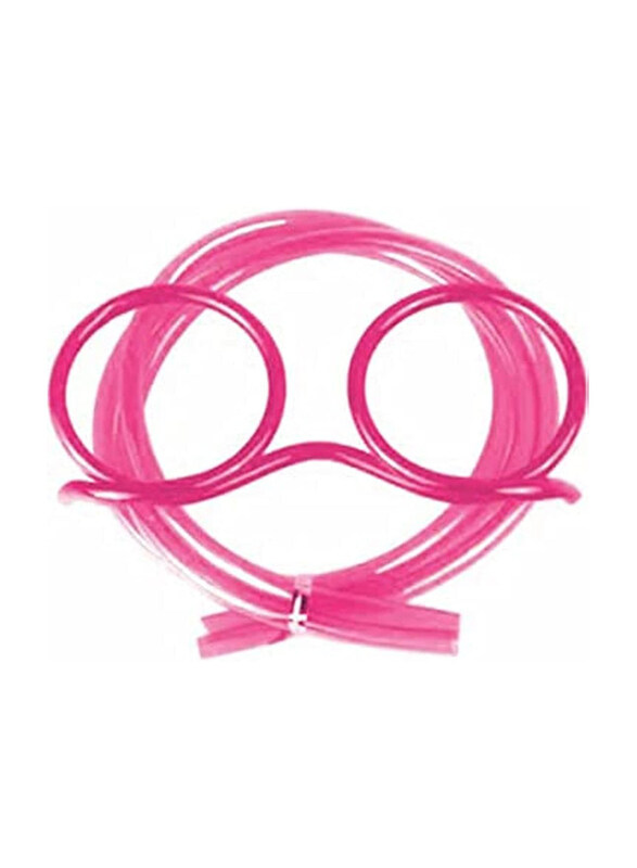 

Generic Reusable Fun Loop Drinking Straw Eye Glasses Drinking Straw for Annual Meeting Fun Parties & Birthday Functions, Pink