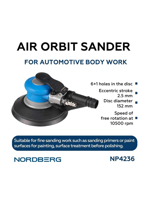 

Nordberg Heavy Duty Air Sander 2.5mm Orbit, NP4236, Multicolour
