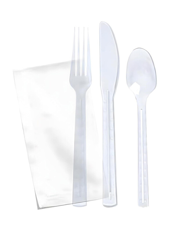 

HTE 25-Piece Luxury Plastic Disposable Cutlery Set, Clear