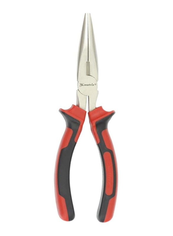 

Generic 180mm Nickel Plated Long Nose Pliers, 171669, Red/Black