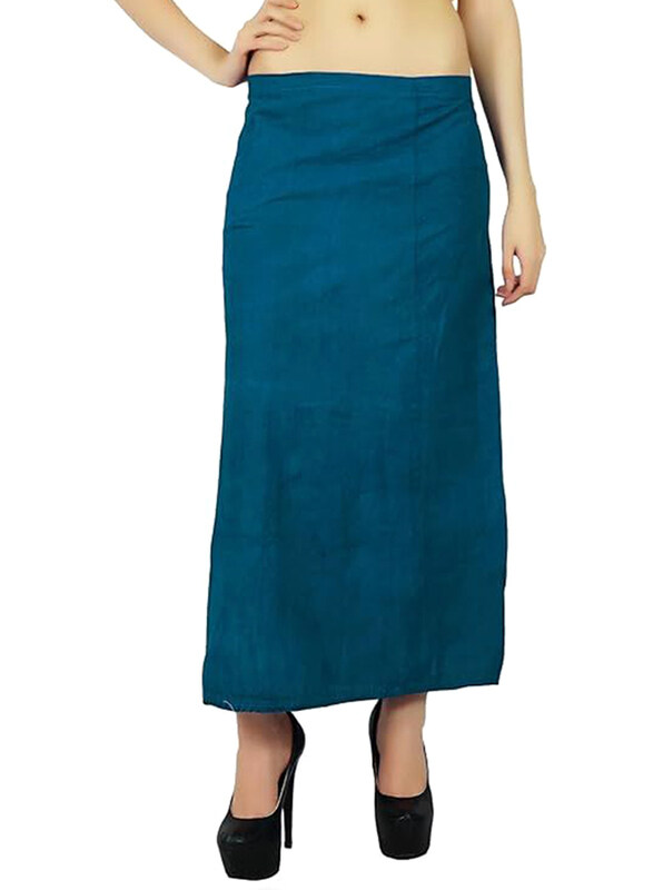 

Generic Swara Women's Solid Bollywood Cotton Inskirt Stitched Petticoat Lining for Sari, One Size, Blue