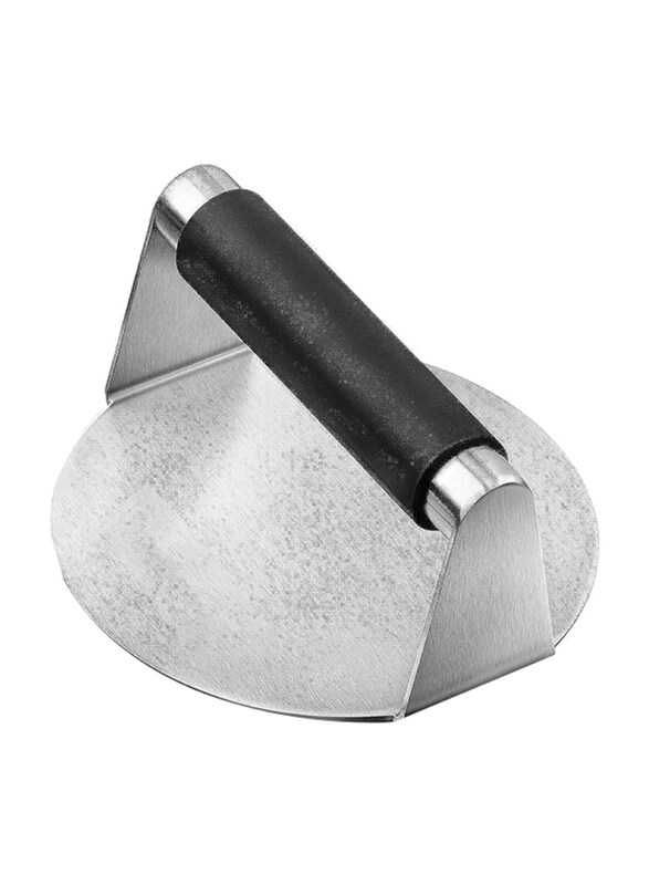 

Generic BPA Free Stainless Steel Hamburger Smash Maker Flat Smasher Burger Press Grill Kit with Rubber Round Handle, 5.5 Inch, Silver