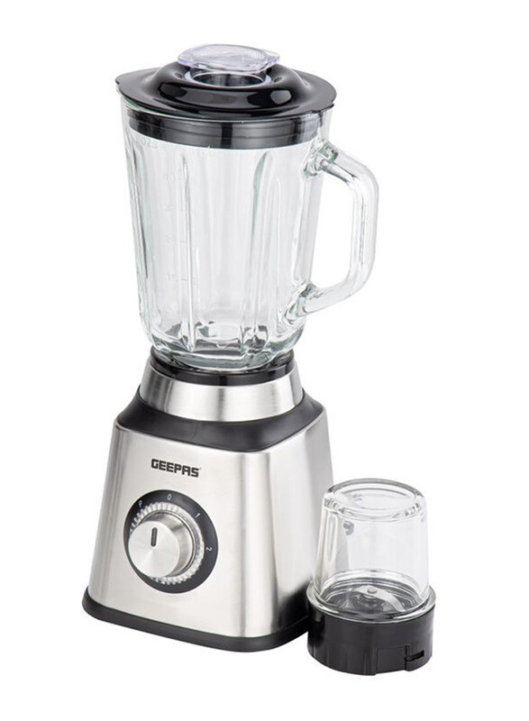 

Geepas 1.5L Stainless Steel Blender Powerful Motor and Sharp Blade Transparent Glass Jars and Grinder, 600W, um-gp4, Black/Silver