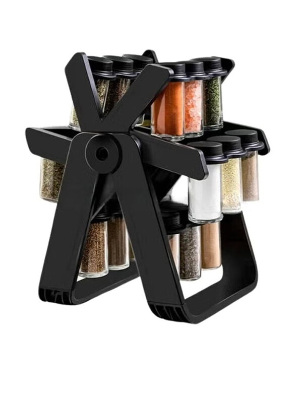 

Generic 360 Degree Rotatable Rotating Organizer with Glass Spice Jars Ferris Wheel Spice Rack for Kitchen Home Dried Herbs, 18 Pieces, um-br, Multicolour
