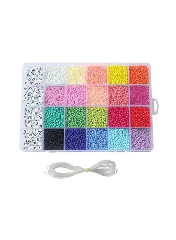 

Generic Small Bracelet Beads with Rope & A-Z Alphabet Letter DIY Bead Making Kit, 3300 Pieces, Multicolour