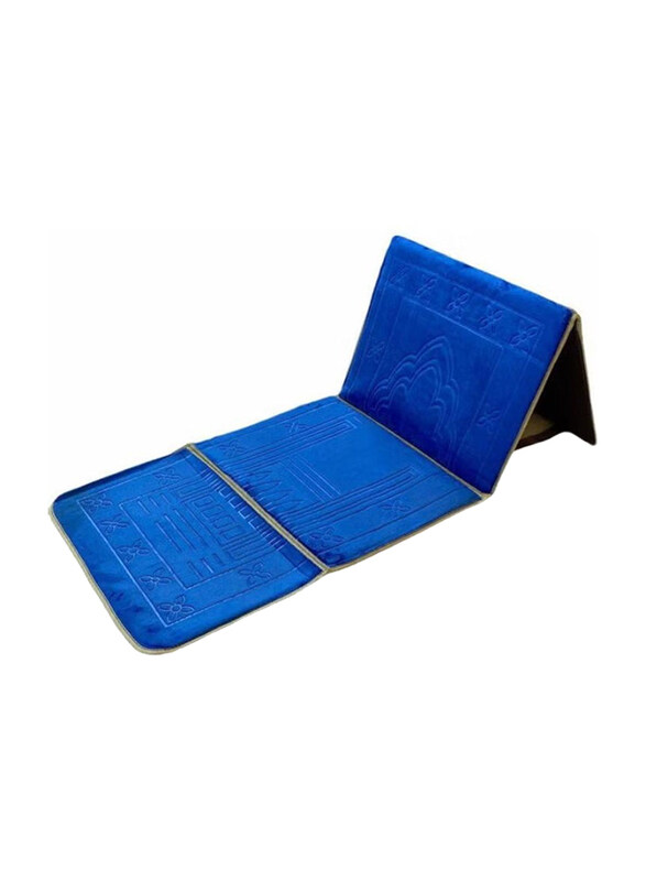 

Generic Prayer Rug Mat with Back Support & Foldable Meditation Floor Chair & Carrying Pocket, Blue