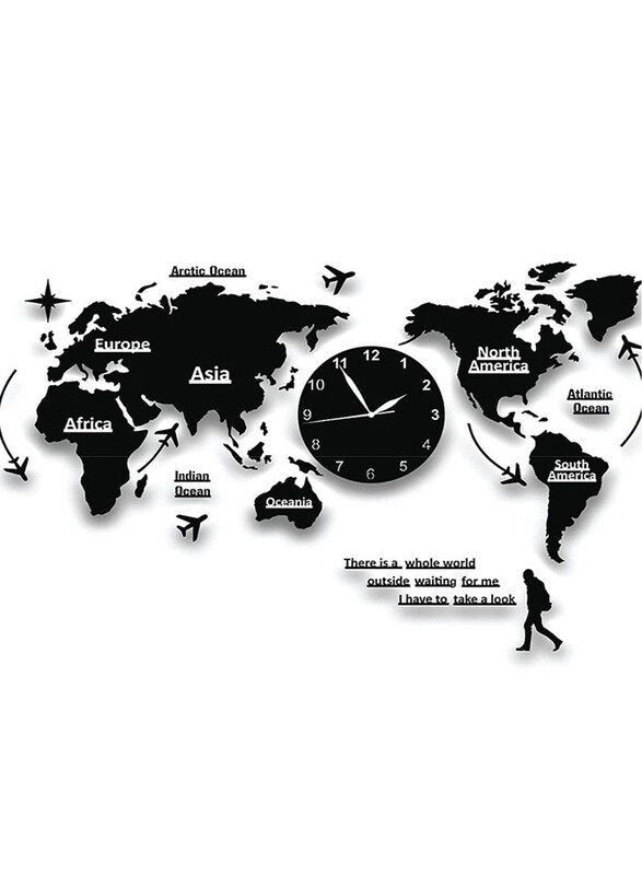 

Generic World Map 3D Digital Ultra Quiet Acrylic Hanging Wall Clock, Black