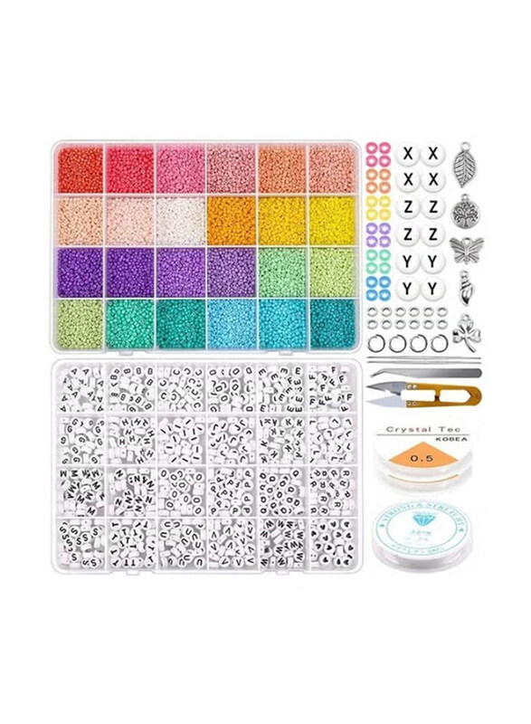 

Generic Small Bracelet Beads with Rope & A-Z Alphabet Letter DIY Bead Making Kit, 3300 Pieces, Multicolour