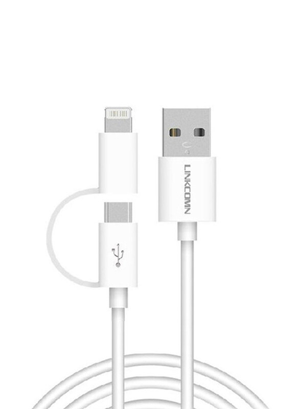 

Linkcomn 1-Meters 2-in-1USB To Micro USB Data Cable With Lightning Connector, White