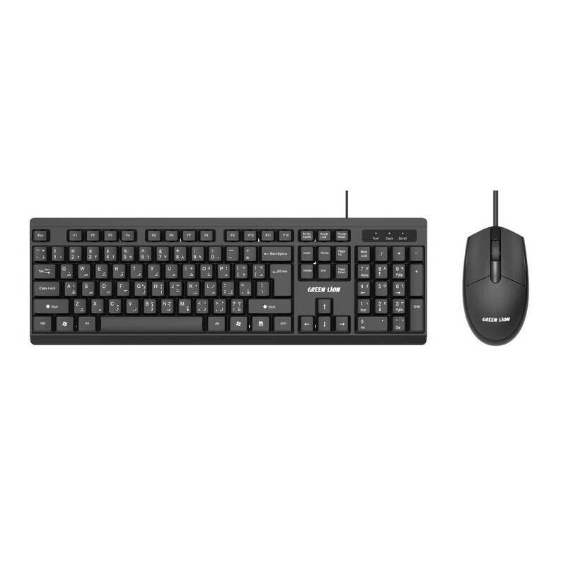 

Green Lion GKM 100 Wired Keyboard and Mouse Combo with 8 Million Keystrokes, 1000DPI Mouse Resolution, 1.5m Wire, Durable ABS Material, Black