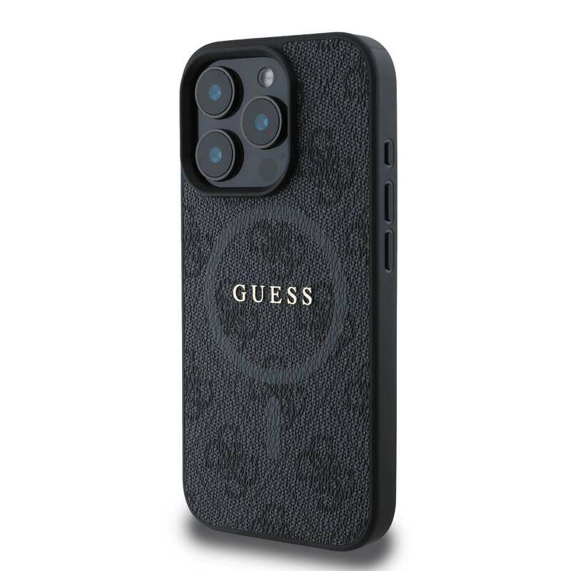 

GUESS MagSafe PU 4G Hard Case for iPhone 16 Pro Max with Drop Protection, Slim and Lightweight Design, MagSafe Compatibility, Easy Snap-on, and Black