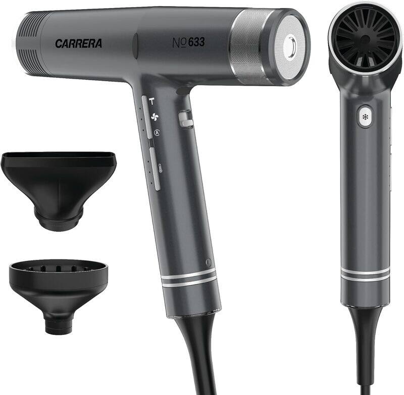 

CARRERA BLDC Hair Dryer No 633, 110,000 RPM Brushless Motor, 2000W Power Boost, Magnetic Styling Nozzle & Diffuser, Auto-Clean Function, Lightweight D