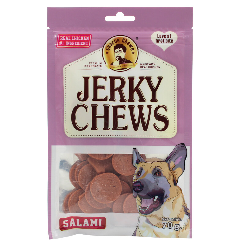 

Charlie Chews Charlie Jerky Chews Stick Salami Flavor Premium Dog Treats 70G