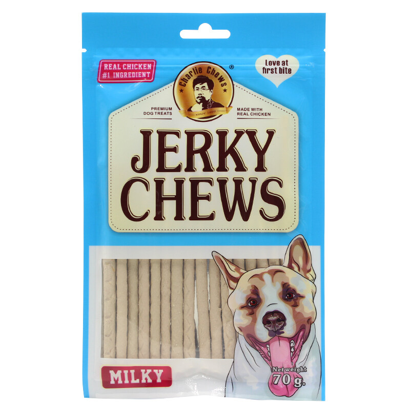 

Charlie Chews Charlie Jerky Chews Stick Milky Flavor Premium Dog Treats 70G