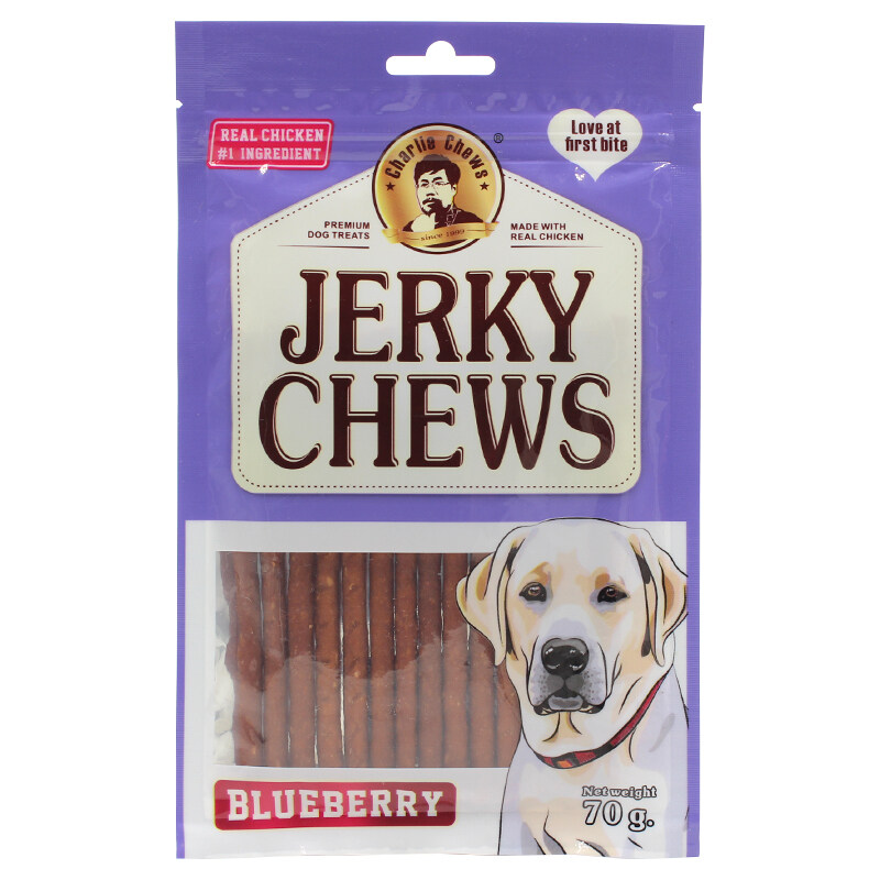 

Charlie Chews Charlie Jerky Chews Stick Blueberry Flavor Premium Dog Treats 70G