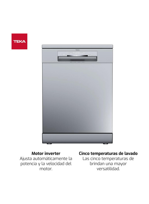 Teka 60cm Free Standing Dishwasher with 8 Washing Programs, DFS 76850 SS, Silver