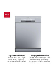 Teka 60cm Free Standing Dishwasher with 8 Washing Programs, DFS 76850 SS, Silver