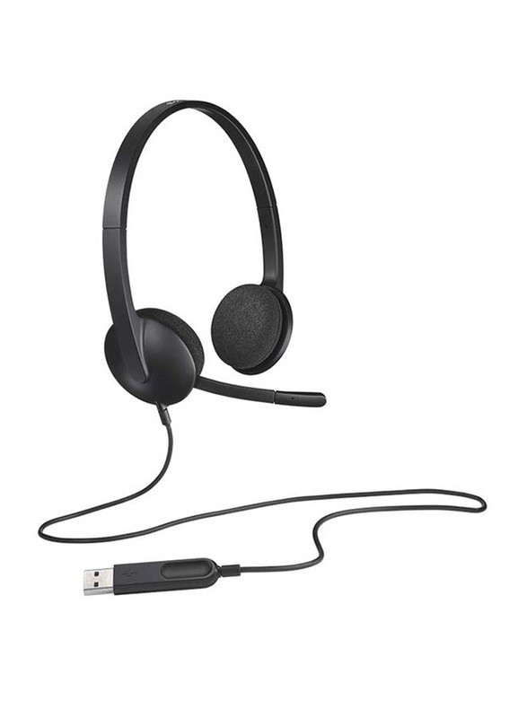 Logitech H340 On-Ear Head Set, with External Mic, Black