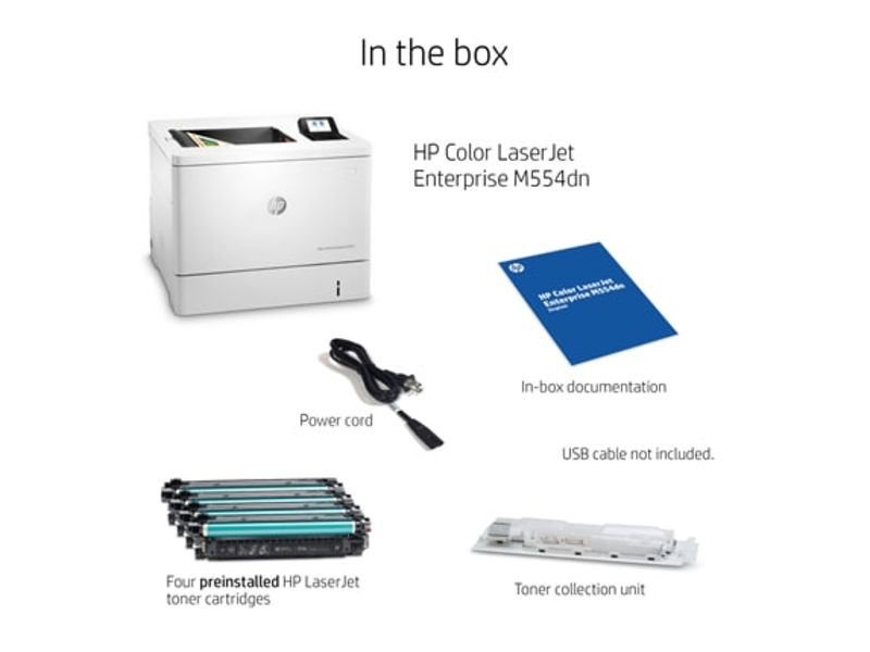 HP Color LaserJet Enterprise M554dn Printer, White