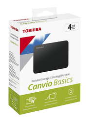 Toshiba 4TB HDD Canvio Basics External Portable Hard Drive, USB 3.2, HDTB440EK3CA, Black