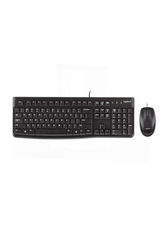 Logitech MK120 Wired English Keyboard and Mouse Combo Set, Black