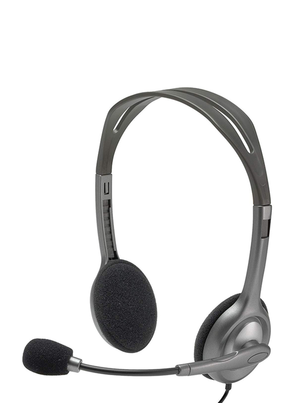 Logitech H110 On-Ear Head Set, with External Mic, Grey