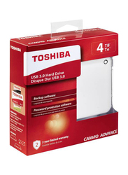 Toshiba 4TB HDD Canvio Advance External Portable Hard Drive, USB 3.0, HDTC940EW3CA, White