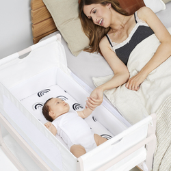 Snuz Pod 4 Baby Bedside Crib Safety Tested Breathable Mattress & Dual View Mesh Windows, 100 x 95 x 49cm, Rose White