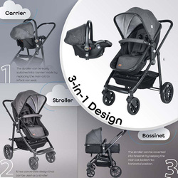 Moon Tres Baby Travel System, Grey