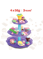 Moon Dough Creation Cup Cake Tower DIY Clay Toys, 4 Pieces, Ages 3+