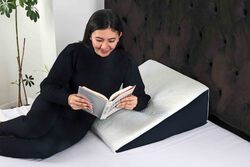 Moon Cool Gel Wedge Pillow, 60 x 60 x 20cm, White/Black