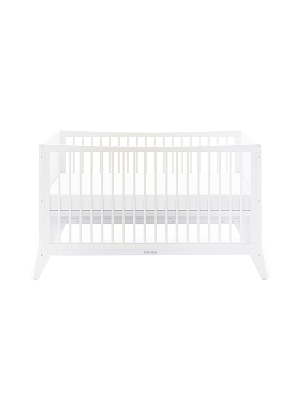 Snuz Fino Convertible Nursery Cot Bed with 2 Mattress Height and Safety Rails, White