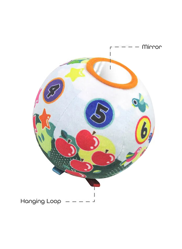 Moon Soft Ball for Baby Colorful Engaging Kids Toy Activity Ball with Rattle Loops Mumbers, Multicolour