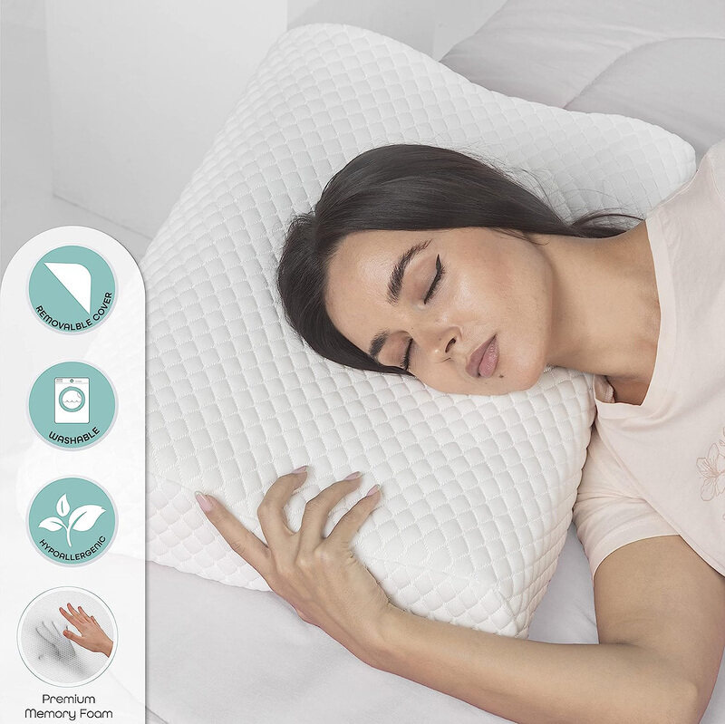 Moon Contour Memory Foam Pillow, White