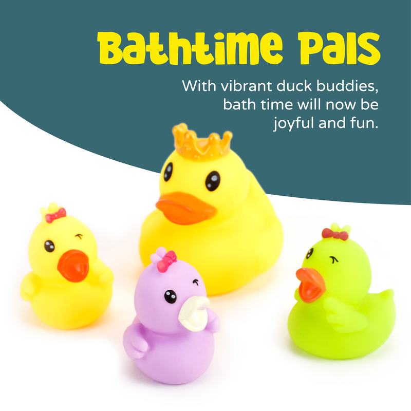 Moon Bath Duck Toy with Assorted Mini Ducks Boat & Sieve, Multicolour