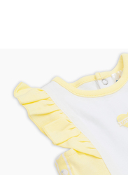 Moon Lemon Hearts Cotton Ruffle Sleeves Romper for Baby Girls, 3-6 Months, Yellow