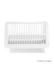Snuz Kot Skandi 2 Piece Baby Nursery Furniture Set Convertible Nursery Cot Bed with 3 Mattress Height and Changing Unit, White