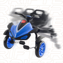 Moon Drifter Drift Bike 4 Wheel Scooter with Grip Handles/LED Lights/Pedals, Blue, Ages 3+